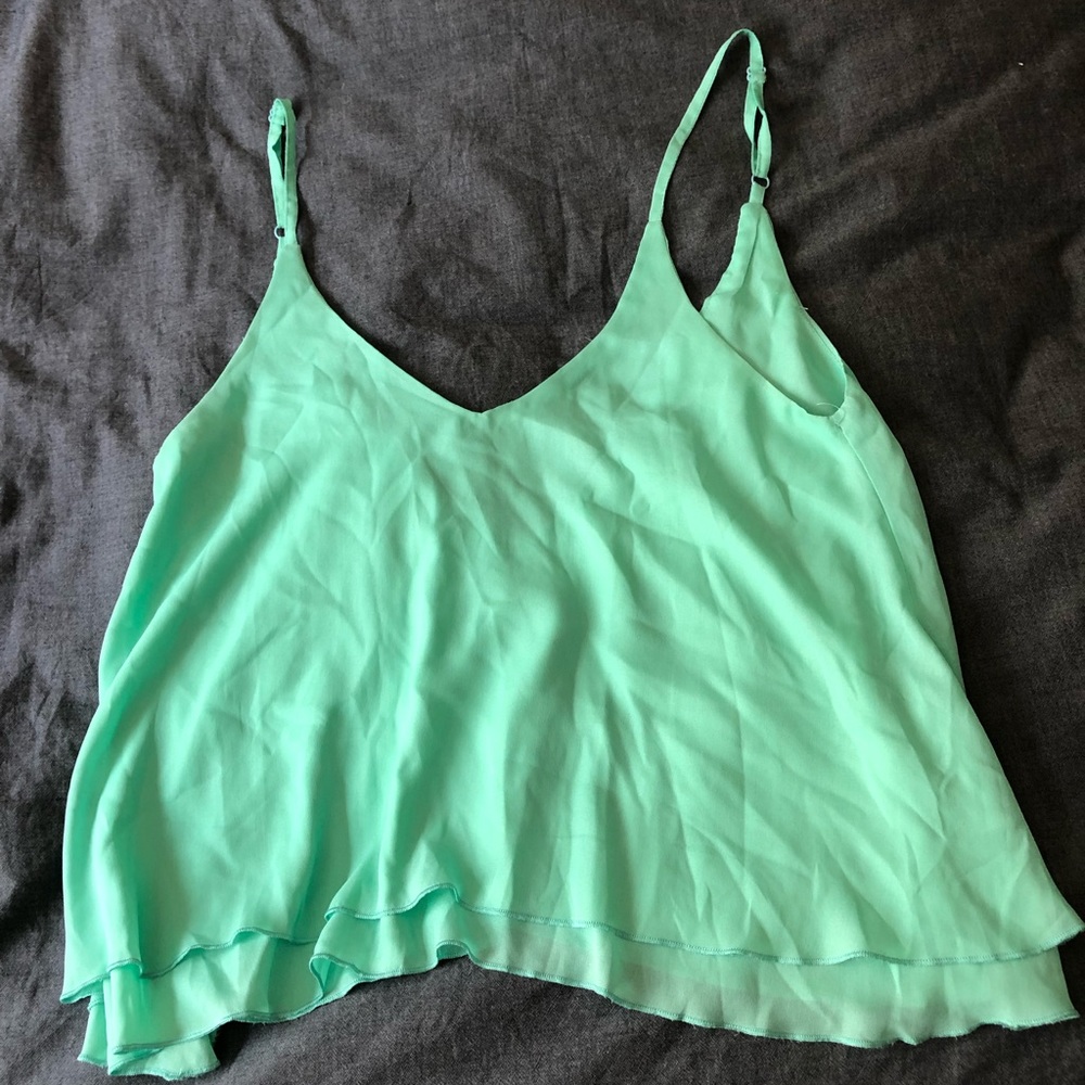 TOBI Mint Ruffle Tank